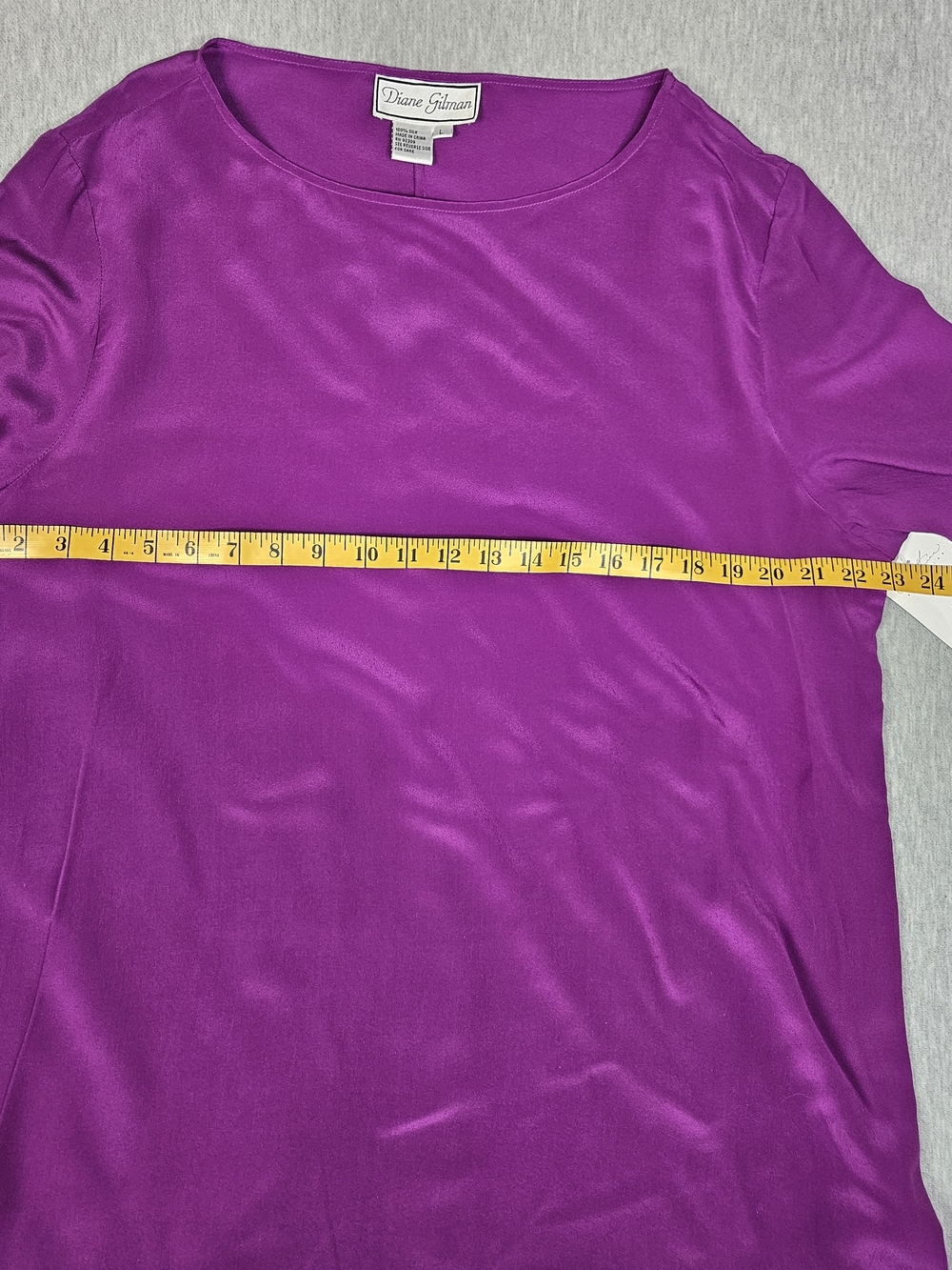 VTG 90s Diane Gilman 100% Silk Tunic Blouse L NWT Purple - Picture 6 of 8